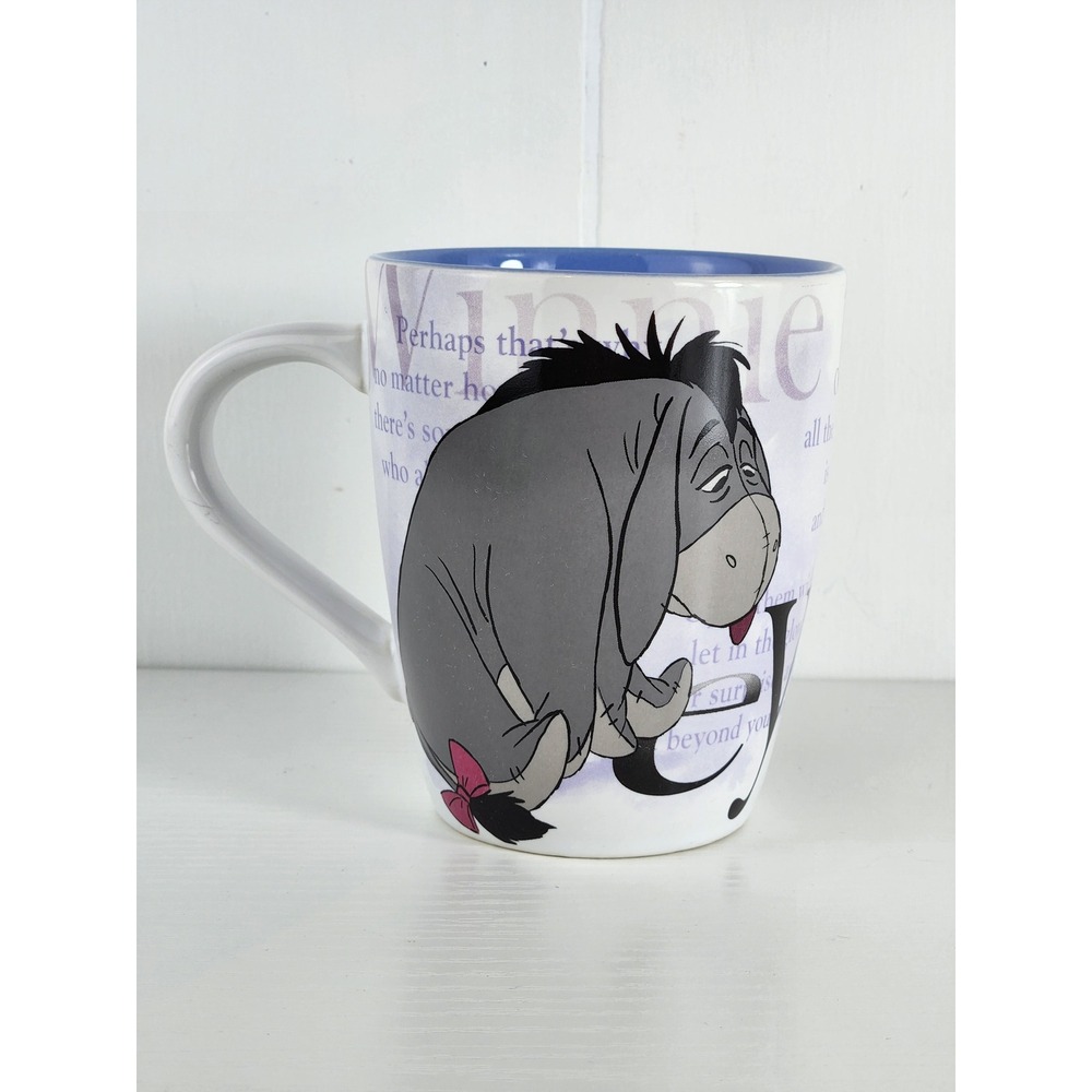 Eeyore Mug Winnie the Pooh Disney Store Coffee Blue Purple White Ceramic Cup